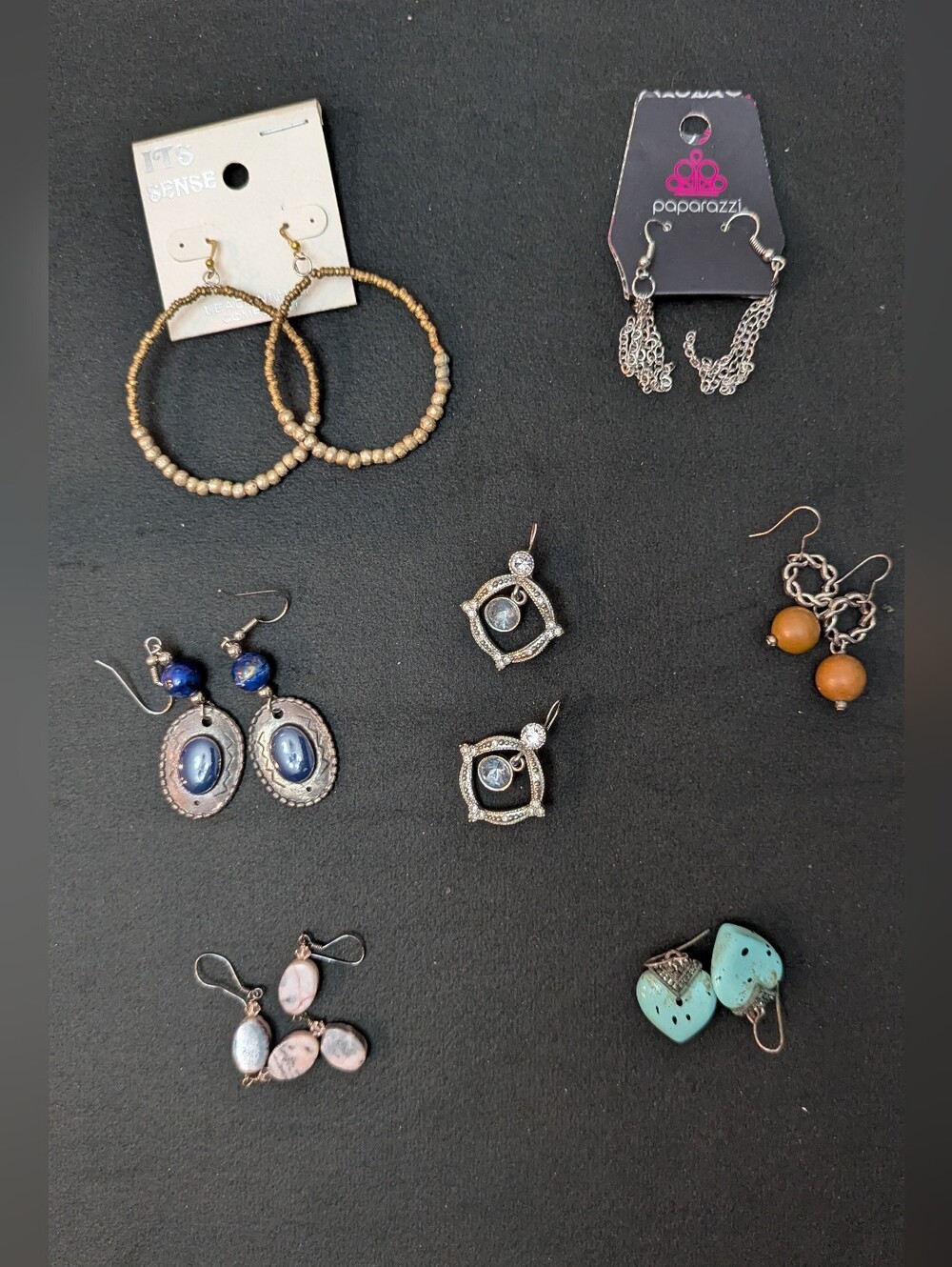 Lot Of 8 Fashionable Wood, Stone And Beaded Earrings Sets ~ 3 NWT